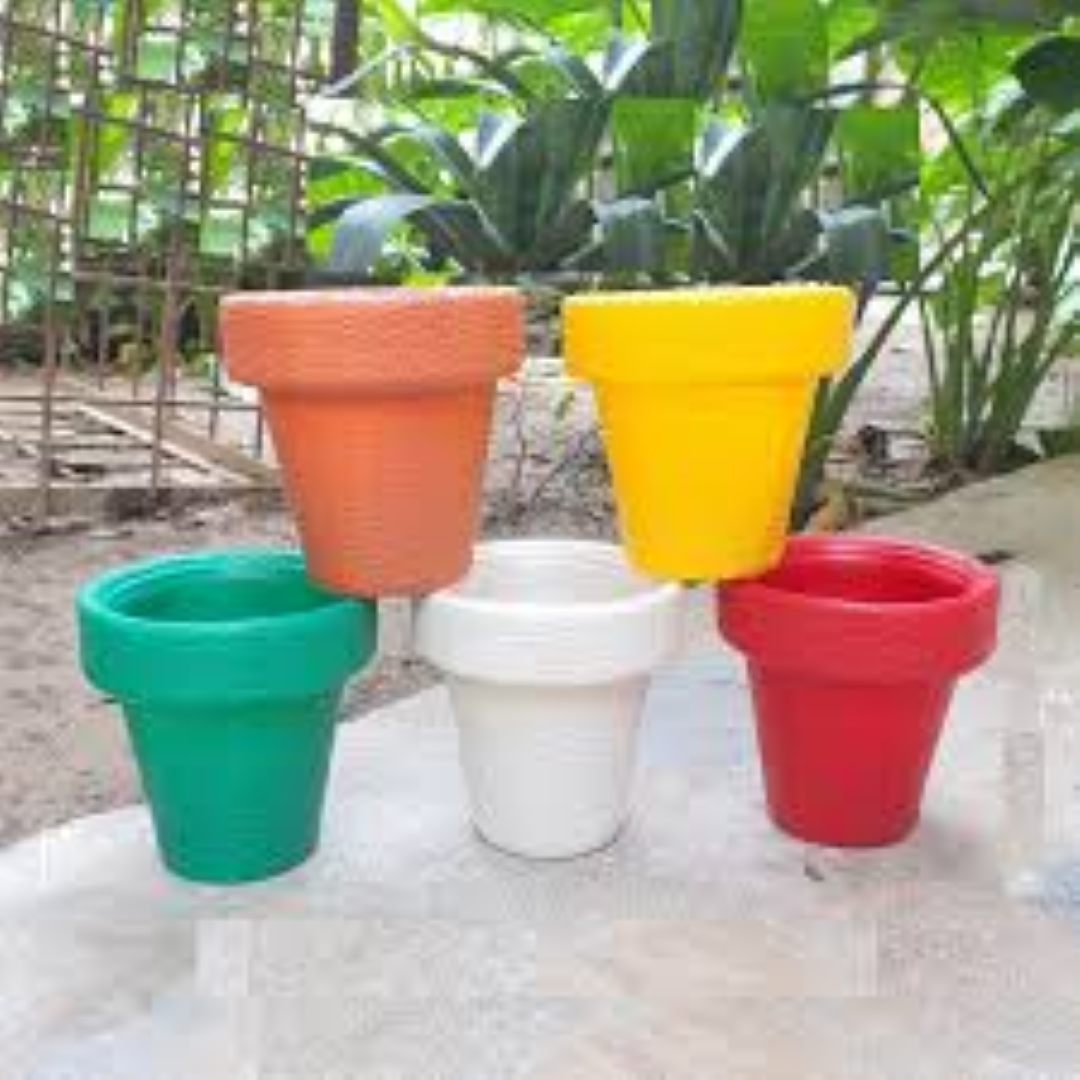 COMPLAST FLOWER POTS WITH PLATE 14   D GREEN
